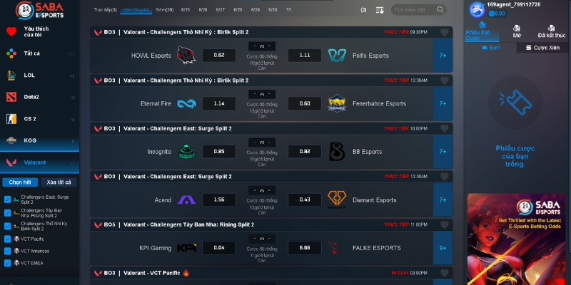 Bỏ túi cẩm nang cá cược Saba Esports dễ hái tiền nhất